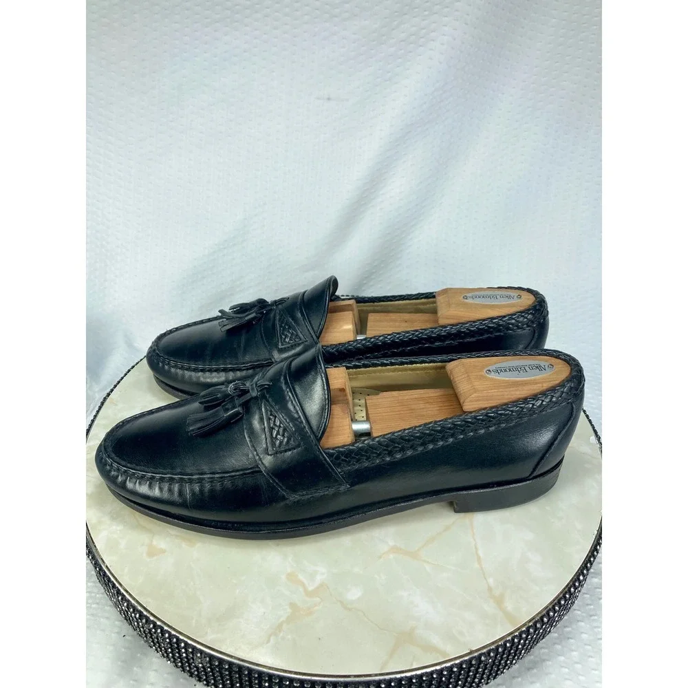 Allen Edmonds Maxfield Braided Tassel Loafers Men 11 Black Leather Classic Shoes